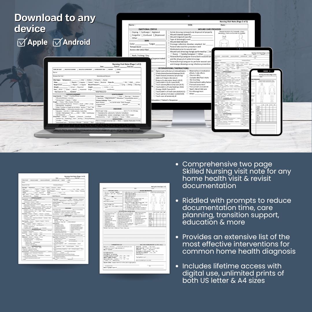 Home Health Nurse Visit Note Template | Skilled Nursing Home Visit ...