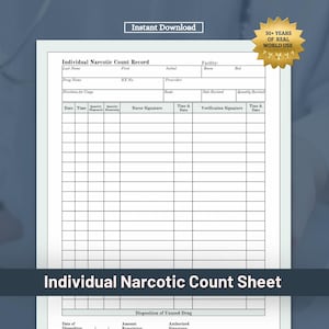 Printable Narcotic Count Sheet: Medication Administration Record (PDF Download)