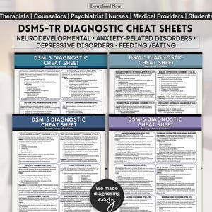 DSM5-Tr Diagnostic Cheat Sheets: Mental Health Reference (PDF)