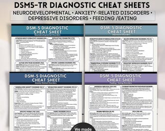 DSM-5 Diagnostic Criteria Aligned Cheat Sheet Printable, Therapist Quick Guide, Mental Health Reference, DSM5-Tr Digital Counseling Resource