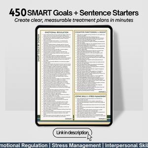 Progress Note & Documentation Guide, Mental Health Therapist Charting Samples, Interventions Reference, SMART Goals (PDF Download) image 9