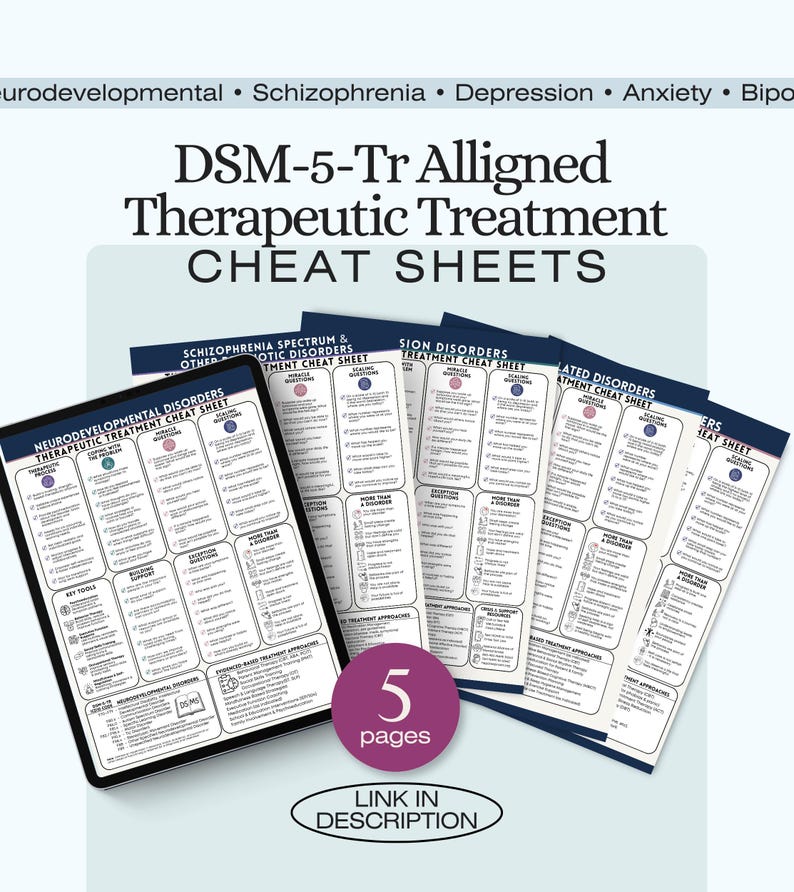 DSM5 fusklapp - 100+ psykiska störningar DSM5-Tr diagnoskriterier, psykiatrisk diagnosverktyg (PDF-nedladdning) bild 10