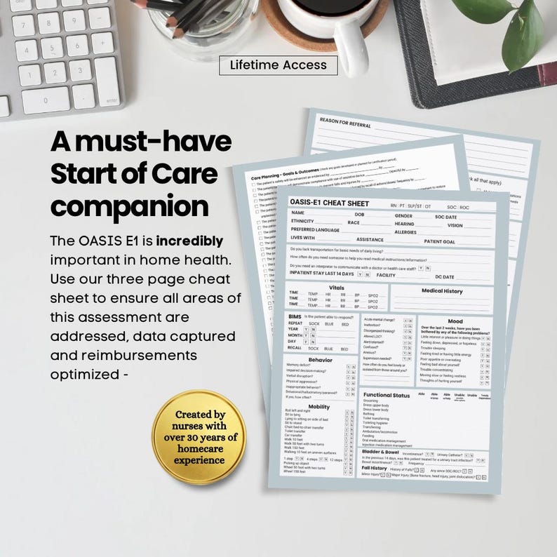 OASIS-E1 Cheat Sheet: Home Health Nurse OASIS E Start of Care ...