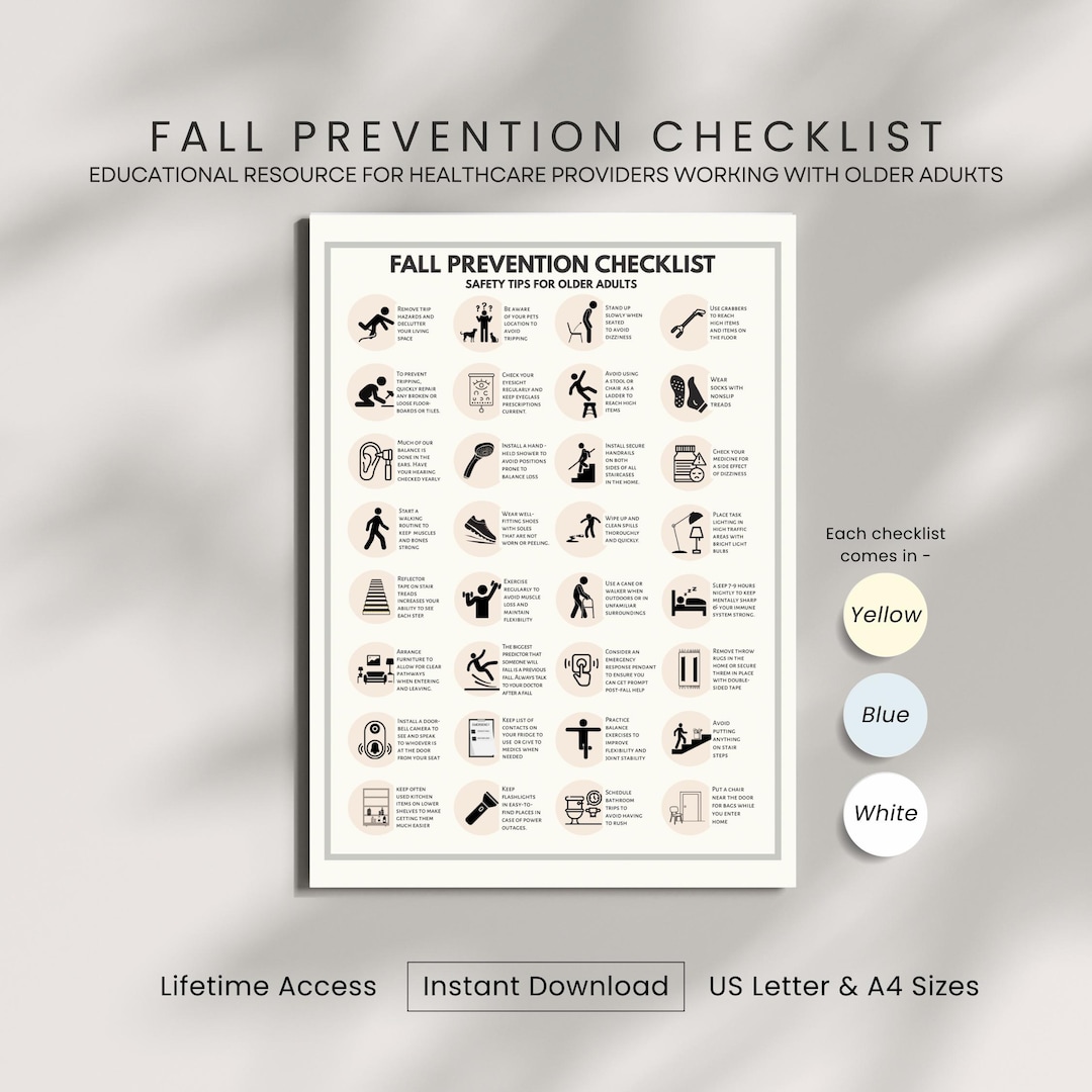 Falls Prevention Checklist, OT Home Safety List for Older Adults ...