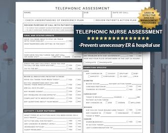 Telephonic Nurse Assessment Form: Telehealth Nursing Triage Call Printable Template (PDF, DOCX)