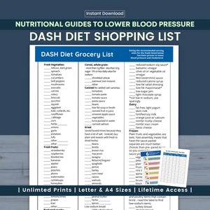 DASH Diet Food Shopping List, Lower Blood Pressure Naturally, Blood Pressure Tracker, High Blood Pressure Diet Food Chart, Low Sodium Foods