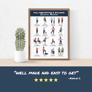 Fall Prevention Balance Exercises for Seniors Poster | 16 Easy ...