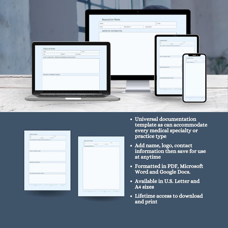 Clinical Note Template + Narrative Medical Note | 2-page SOAP Style ...
