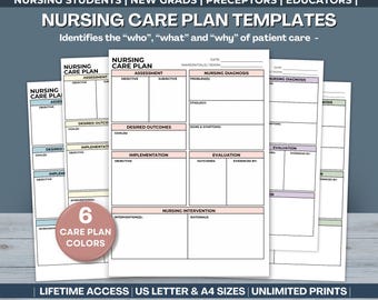 Nursing Student Care Plan Templates: Assessment, Intervention, Outcomes, Nurse Diagnosis Templates (PDF Download)