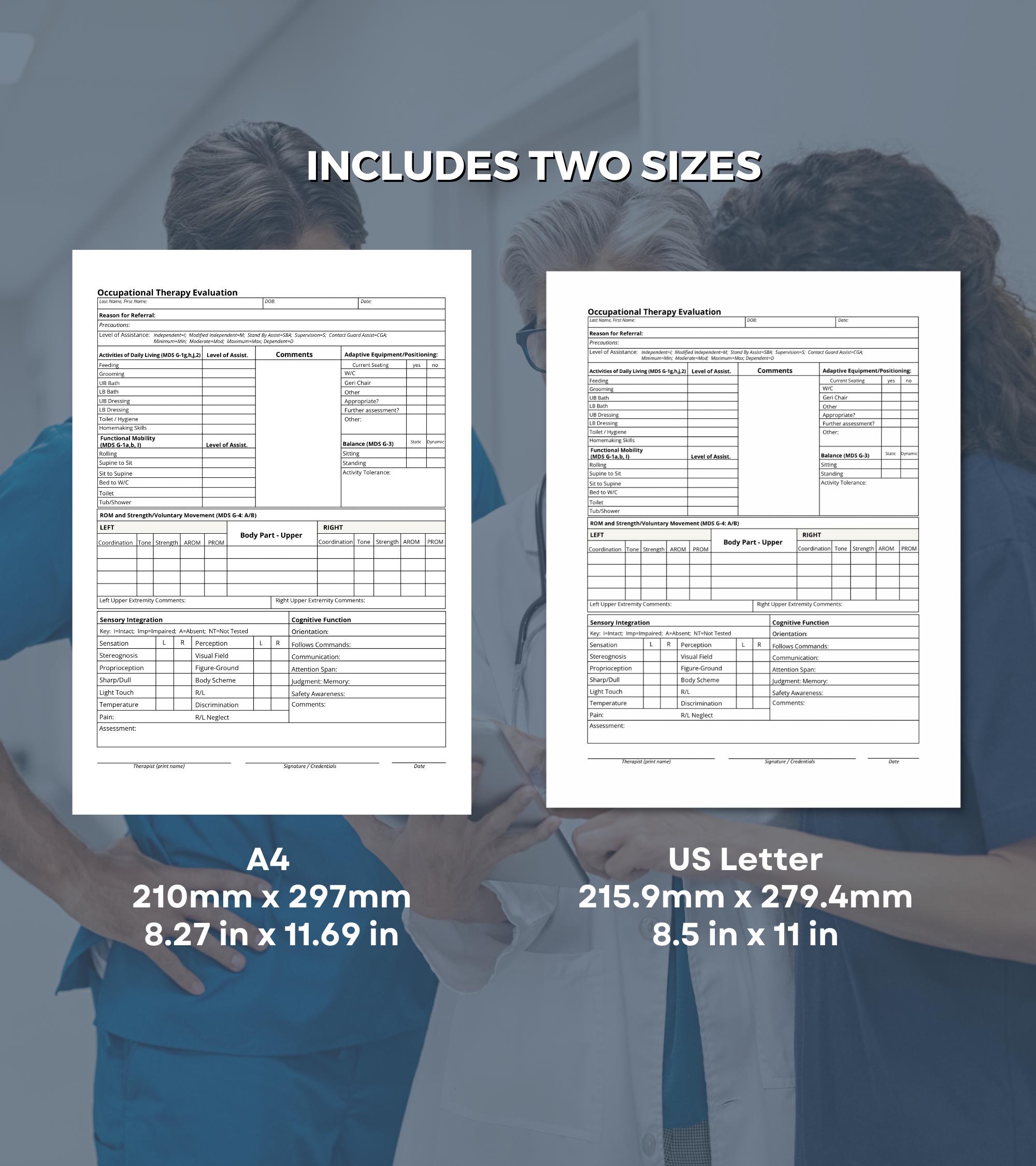 Occupational Therapy Evaluation Form, Occupational Therapist Session ...