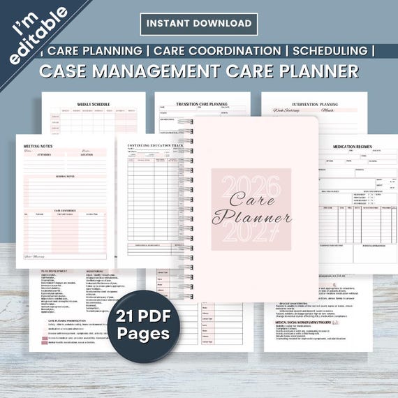 Case Management Caseload Planner: 21 pages of Tools, Templates, Trackers and Guides (PDF Download)