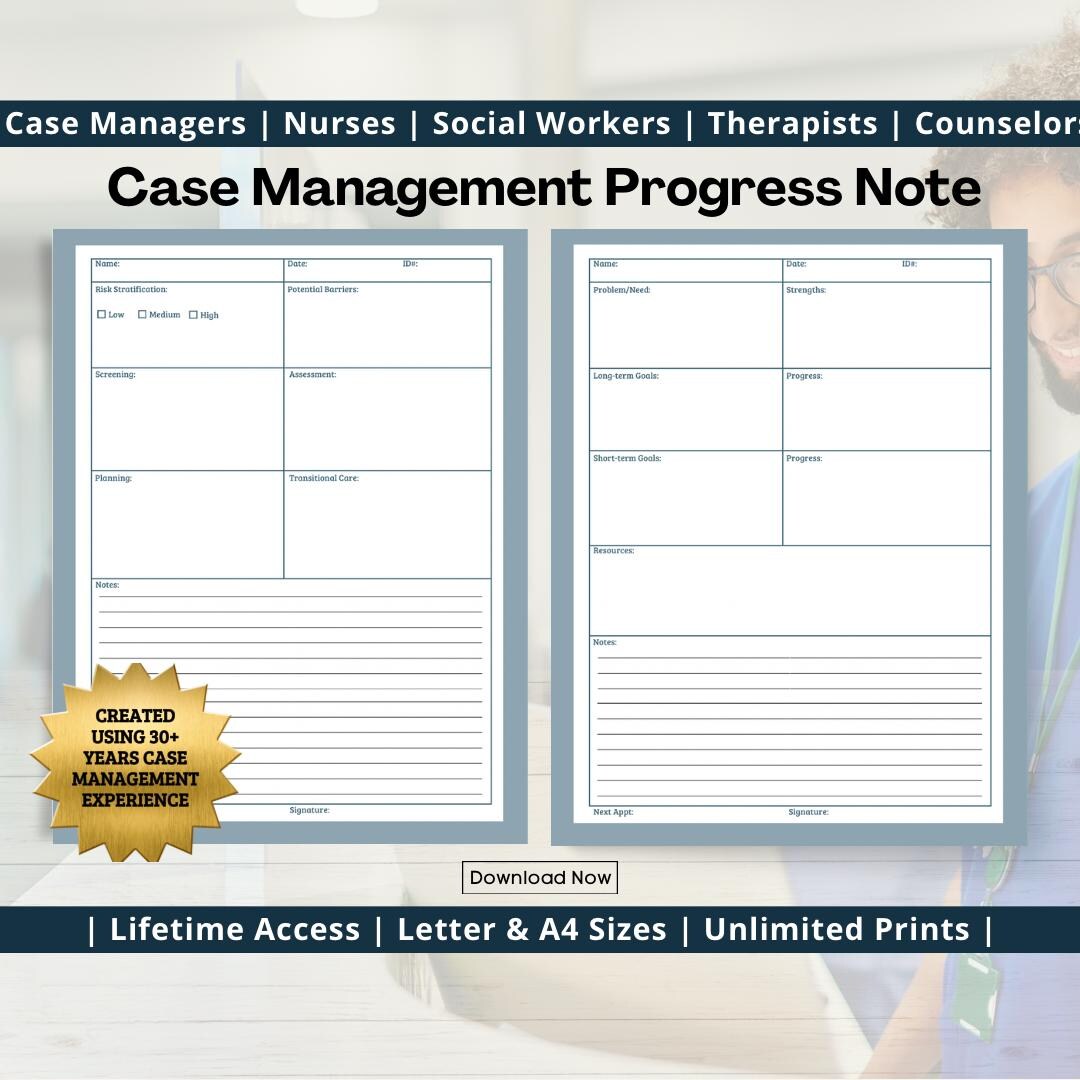 Progress Note Template, Therapy Note Template, Case Management Visit ...