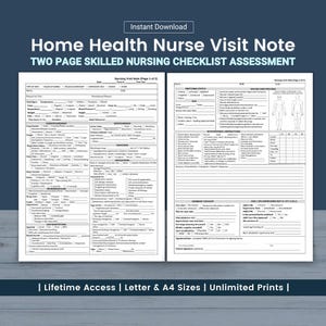 Home Health Nurse Visit Note Template | Skilled Nursing Home Visit Documentation | Home Healthcare Head to Toe Assessment (PDF Download)