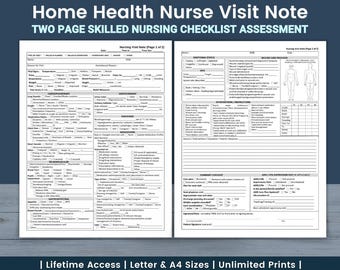 Home Health Nurse Visit Note Template | Skilled Nursing Home Visit Documentation | Home Healthcare Head to Toe Assessment (PDF Download)