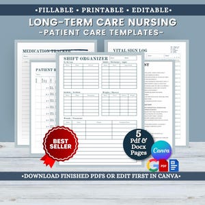 LTC Nurse Shift Report Template Bundle (PDF, Canva)