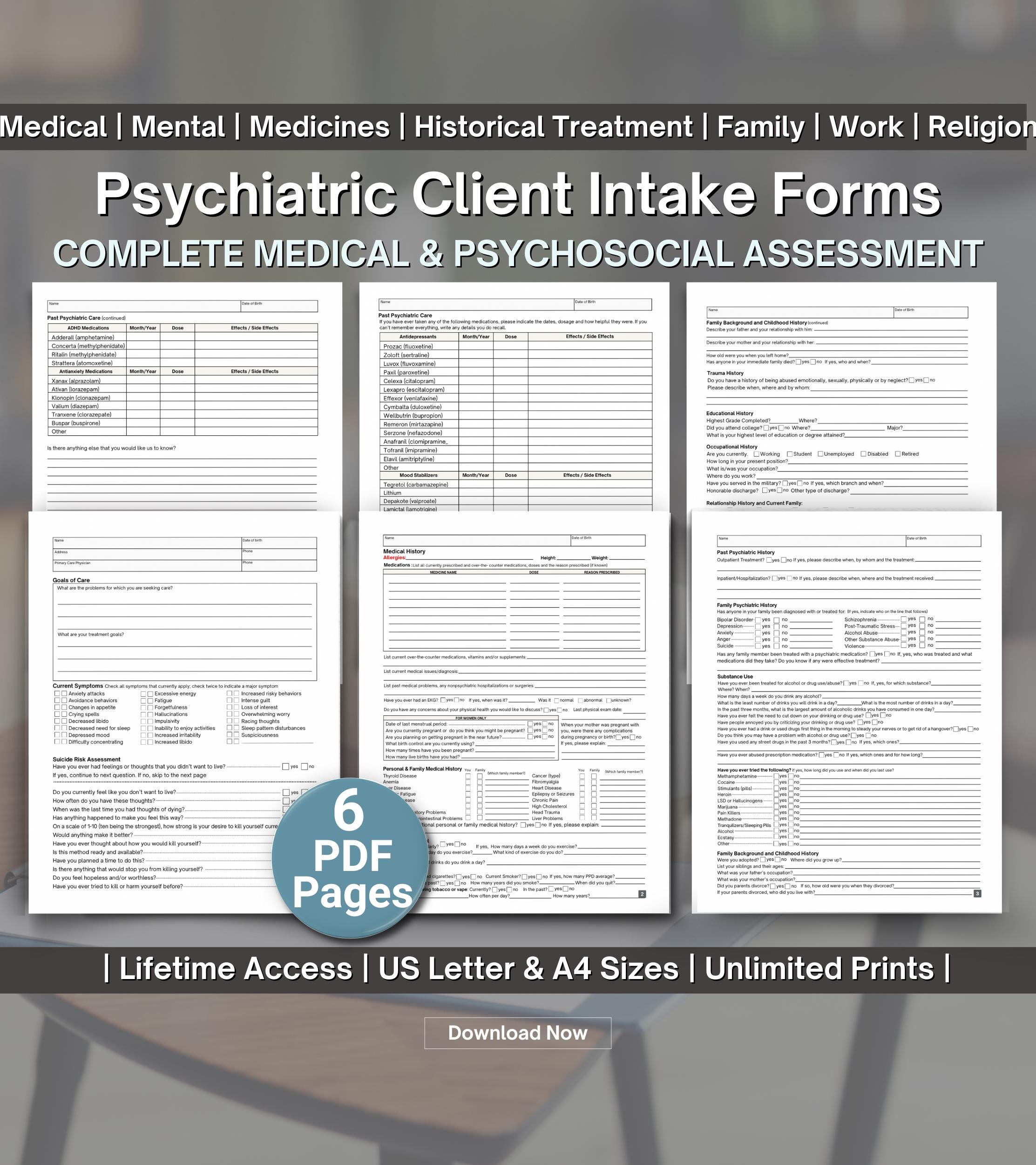 New Client Intake Mental Health Form | New Psychotherapy Patient ...
