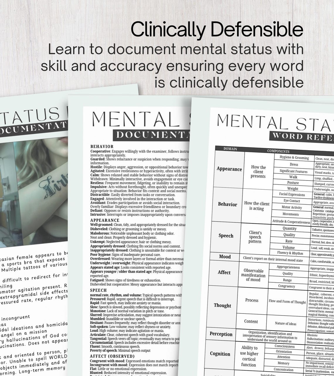 Mental Status Exam Documenting Reference Guide - MSE Terminology ...