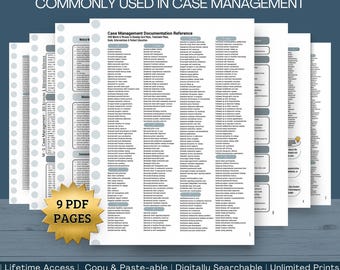 Case Management Cheat Sheet - 2,000 Documentation Verbiage, Interventions & Abbreviations, Care Plan Samples (PDF Digital Download)