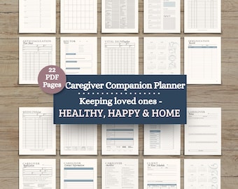 Planificateur de santé pour aidants naturels : journal d'activités quotidiennes modifiable de 22 pages, planificateur de soins aux personnes âgées, journal de soins aux personnes âgées, suivi des soins médicaux (téléchargement PDF)