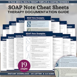 SOAP Note Therapy Cheat Sheet, Psychotherapy Documentation Samples, Mental Health Guide (PDF Download)