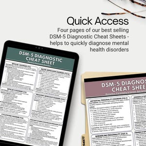 DSM5 Diagnostic Cheat Sheet Bundle, DSM-5 Diagnosis Criteria Guides - Anxiety, Depression, Neurodevelopment, Bipolar Disorders
