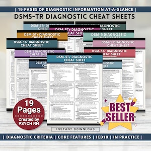 DSM5-Tr Diagnostic Cheat Sheets, 19 Page Psychiatry Guide (PDF Download)