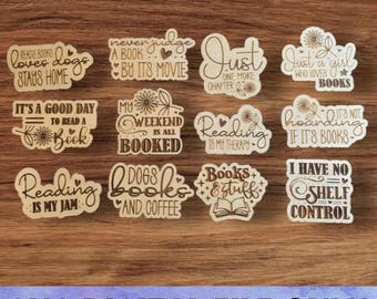 SVG BOOKS V3 Magnet Set - Digital Download-Glowforge, Funny, Snarky, Witty, Sarcasm, Books, Reading Refrigerator Desk Magnet Laser File