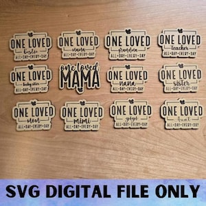 Ensemble d'aimants SVG ONE LOVED - Téléchargement numérique-Glowforge, maman, maman, soeur, tante, enseignant positif, se sentir bien, fichier laser magnétique de bureau pour réfrigérateur