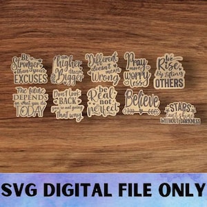 SVG Inspirational V1 Magnet Set - Download digitale - Glowforge, motivazionale, stimolante, positivo, edificante, magnete da scrivania per frigorifero, file laser