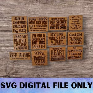SVG V5 Sarcastische magneetset versie 5 - digitaal bestand downloaden - Glowforge, Funny, Snarky, Silly, Sarcasme koelkast Bureaumagneet laserbestand