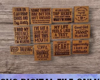 SVG V5 Sarcastic Magnet Set Version 5 - Digital File Download - Glowforge, Funny, Snarky, Silly, Sarcasm Refrigerator Desk Magnet Laser File