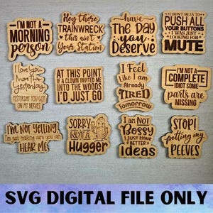 SVG V19 Sarcastic Magnet Set-Digital File Download - Glowforge, Funny, Silly, Snarky, Sarcasm, Refrigerator Desk Magnet Laser Engrave File