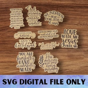 SVG religieuze V4-magneetset - digitale download-Glowforge, motiveren, inspirerend, geloof, religie, Pasen, Jezus koelkastbureaumagneet laserbestand