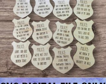 SVG Police Cop Badge Shield Magnet - Digital File Download - Glowforge File, Funny, Snarky, Magnet Laser File SVG