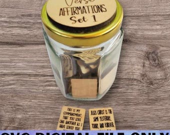 SVG Bible Phrase Tokens Set 1-Digital File Download - Glowforge File, Affirmations Jar, Laser File, Christian Religious Activity Token SVG