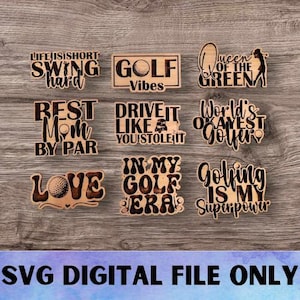 Ensemble d'aimants de sport SVG Golf V1 - Téléchargement numérique-Glowforge, drôle, sarcastique, spirituel, sarcasme, fichier laser aimant de bureau de golf réfrigérateur
