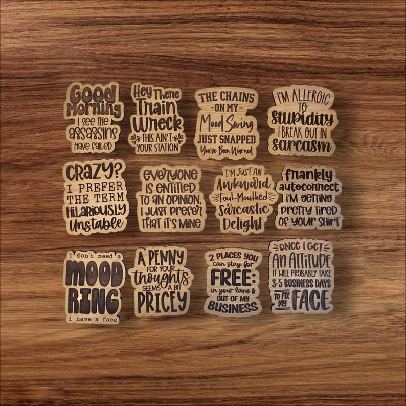 SVG V15 Sarcastic Magnet Set-Digital File Download - Glowforge, Funny, Silly, Snarky, Sarcasm, Refrigerator Desk Magnet Laser Engrave File image 5