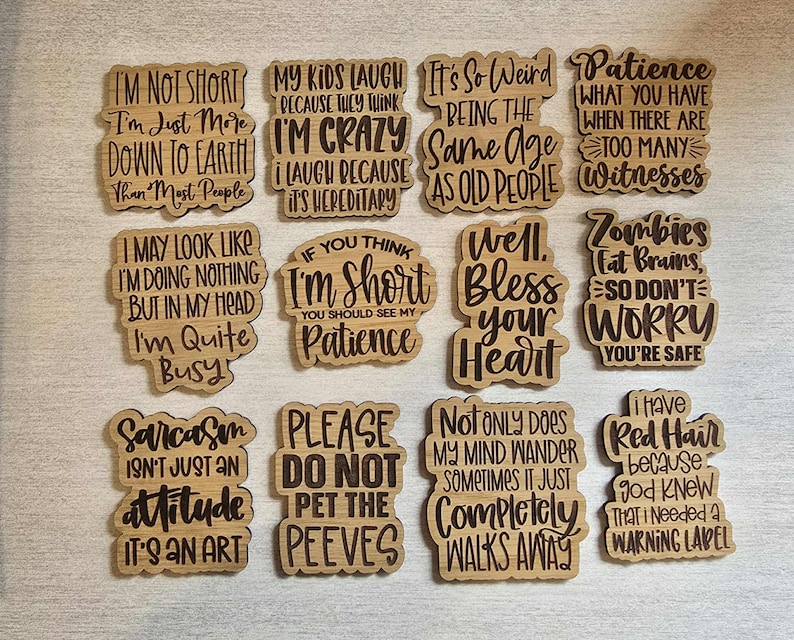 SVG V17 Sarcastic Magnet Set-Digital File Download - Glowforge, Funny, Silly, Snarky, Sarcasm, Refrigerator Desk Magnet Laser Engrave File image 5