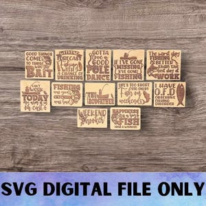 Ensemble d'aimants de pêche SVG V1 - téléchargement numérique-Glowforge, drôle, sarcastique, spirituel, sarcasme, pêche réfrigérateur aimant de bureau fichier laser