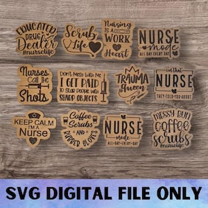 SVG Krankenschwester RN V2 Magnet - Digitale Datei Download - Glowforge-Datei, lustig, Snarky, Krankenschwester, Scrub, Krankenhaus Magnet Laser Cut Datei, sarkastisch