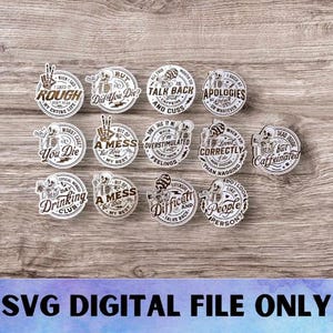 Ensemble d'aimants sarcastiques SVG SKULLS V1 Version 1 - téléchargement numérique-Glowforge, drôle, sarcastique, spirituel, sarcasme réfrigérateur aimant de bureau fichier laser