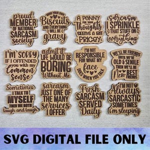 SVG V18 Sarcastic Magnet Set-Digital File Download - Glowforge, Funny, Silly, Snarky, Sarcasm, Refrigerator Desk Magnet Laser Engrave File