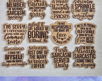 SVG V18 Sarcastic Magnet Set-Digital File Download - Glowforge, Funny, Silly, Snarky, Sarcasm, Refrigerator Desk Magnet Laser Engrave File