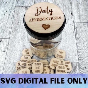 SVG tägliche Affirmationen SVG - Digitaler Dateidownload - Glowforge-Datei, Laser-Datei, positive tägliche Erinnerungen, Muttertag, alle Anlass, Spaß