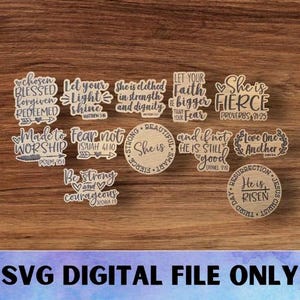 SVG Religiös V1 Magnet Set - Digital Download-Glowforge, Motivieren, Inspirieren, Glaube, Religion, Ostern, Jesus Kühlschrankmagnet Laserdatei