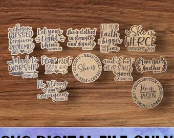 SVG Religious V1 Magnet Set - Digital Download-Glowforge, Motivate, Inspiring, Faith, Religion, Easter, Jesus Fridge Desk Magnet Laser File