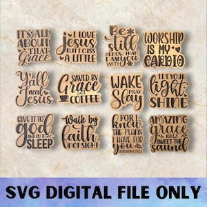 Ensemble d'aimants religieux V5 SVG - téléchargement numérique-Glowforge, motivation, source d'inspiration, foi, religion, Pâques, fichier laser aimant aimant de bureau Jésus