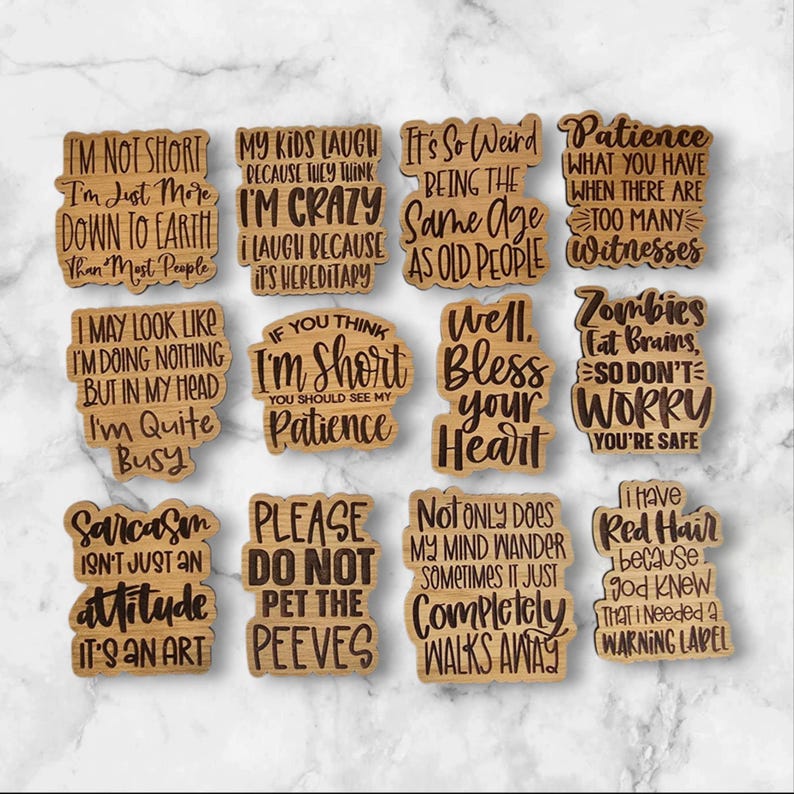 SVG V17 Sarcastic Magnet Set-Digital File Download - Glowforge, Funny, Silly, Snarky, Sarcasm, Refrigerator Desk Magnet Laser Engrave File image 2