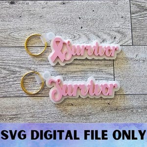 SVG SURVIVOR キーチェーン ジッパー プル - デジタル ファイルのダウンロード - Glowforge ファイル、がん、財布、バックパック キーチェーン 誕生日、ギフト、レーザー ファイル SVG