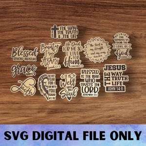 SVG religieuze V3-magneetset - digitale download-Glowforge, motiveren, inspirerend, geloof, religie, Pasen, Jezus koelkastbureaumagneet laserbestand